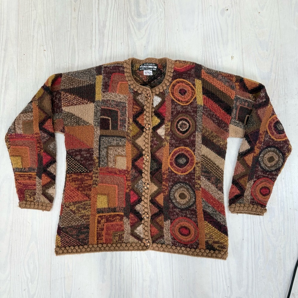 Alpaca Connection Women’s Size Large 100% Alpaca Multi Color Cardigan Sweater